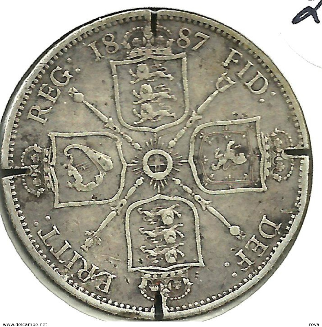 GREAT BRITAIN 1 FLORIN SHIELDS FRONT QV HEAD BACK 1887 AG SILVER KM? READ DESCRIPTION CAREFULLY !!! - Other & Unclassified