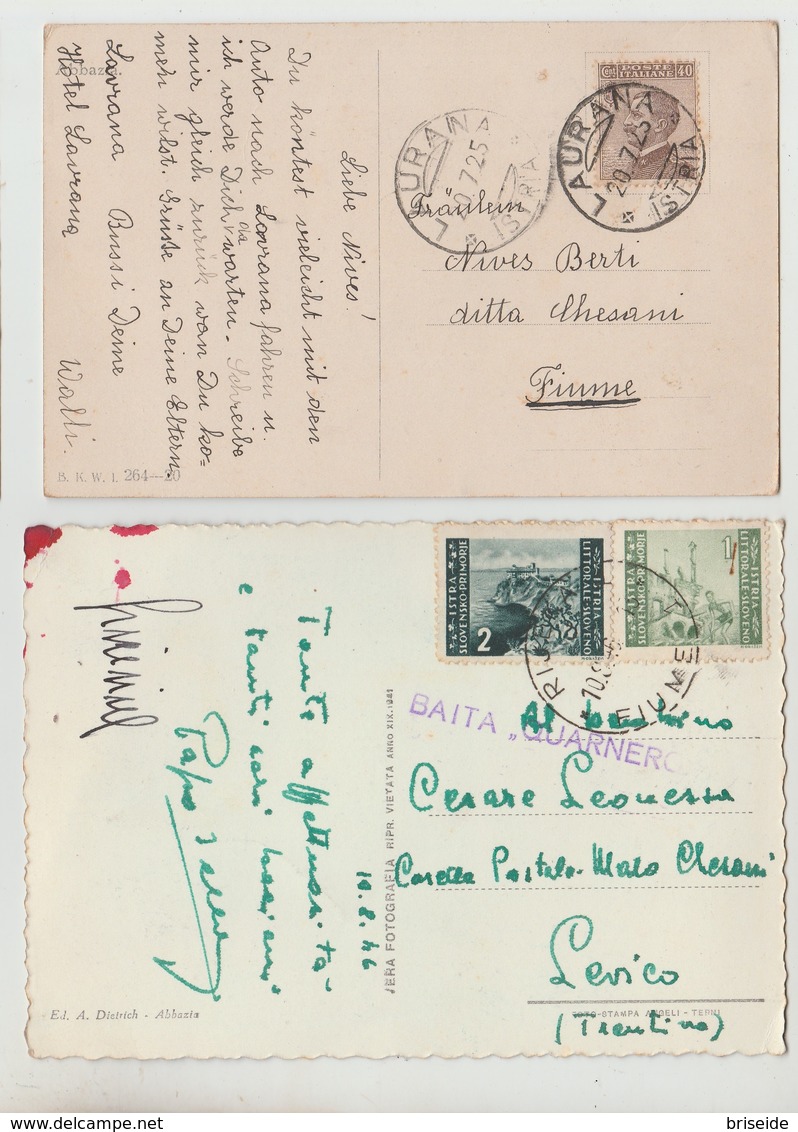 N.2 CARTOLINE ABBAZIA OPATIJA CROAZIA REPUBLIKA HRVATSKA PANORAMA VIAGGIATE 1925 1946 - Croazia