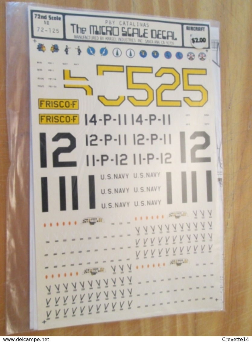 DEC514 :  Planche De Décals Pour Maquette D'avions 1/72e : Marque MICROSCALE Pour AVIONS PBY CATALINA 39/45 , Planche Co - Airplanes