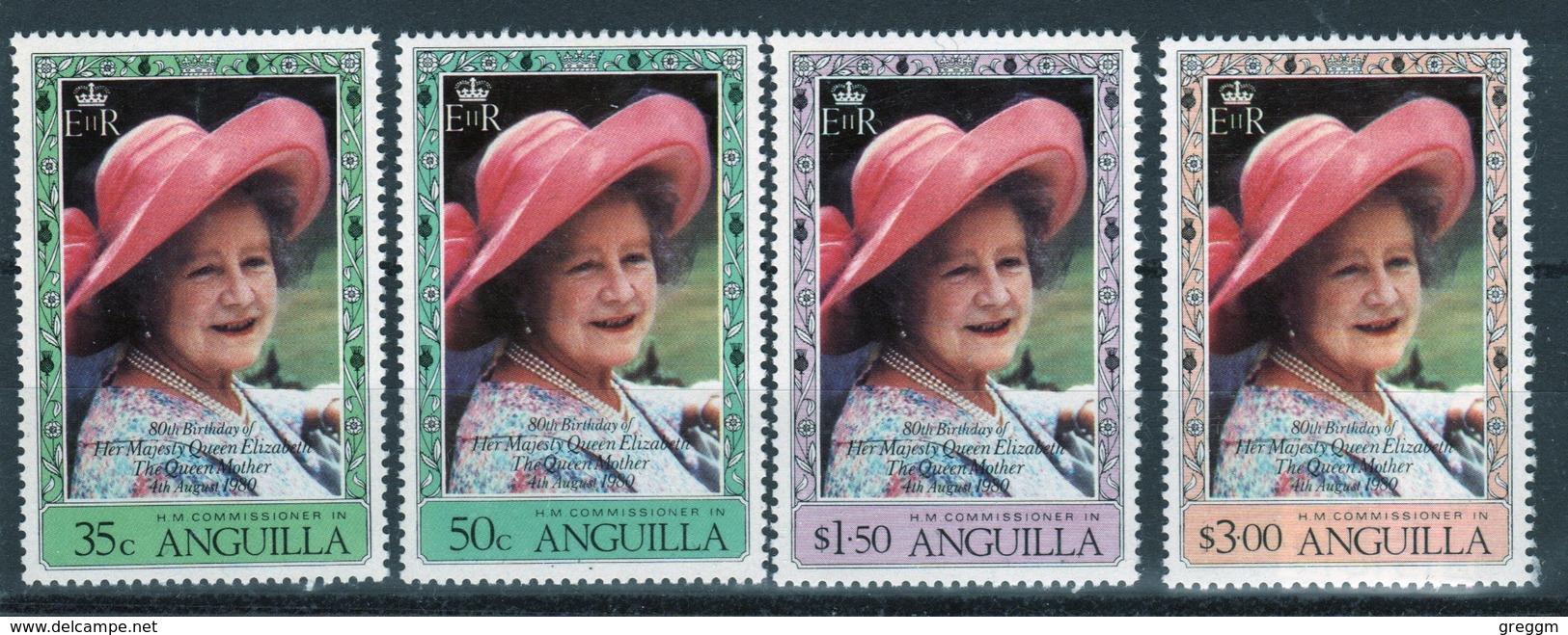 Anguilla Set Of Stamps To Celebrate 80th Birthday Of The Queen Mother. - Anguilla (1968-...)