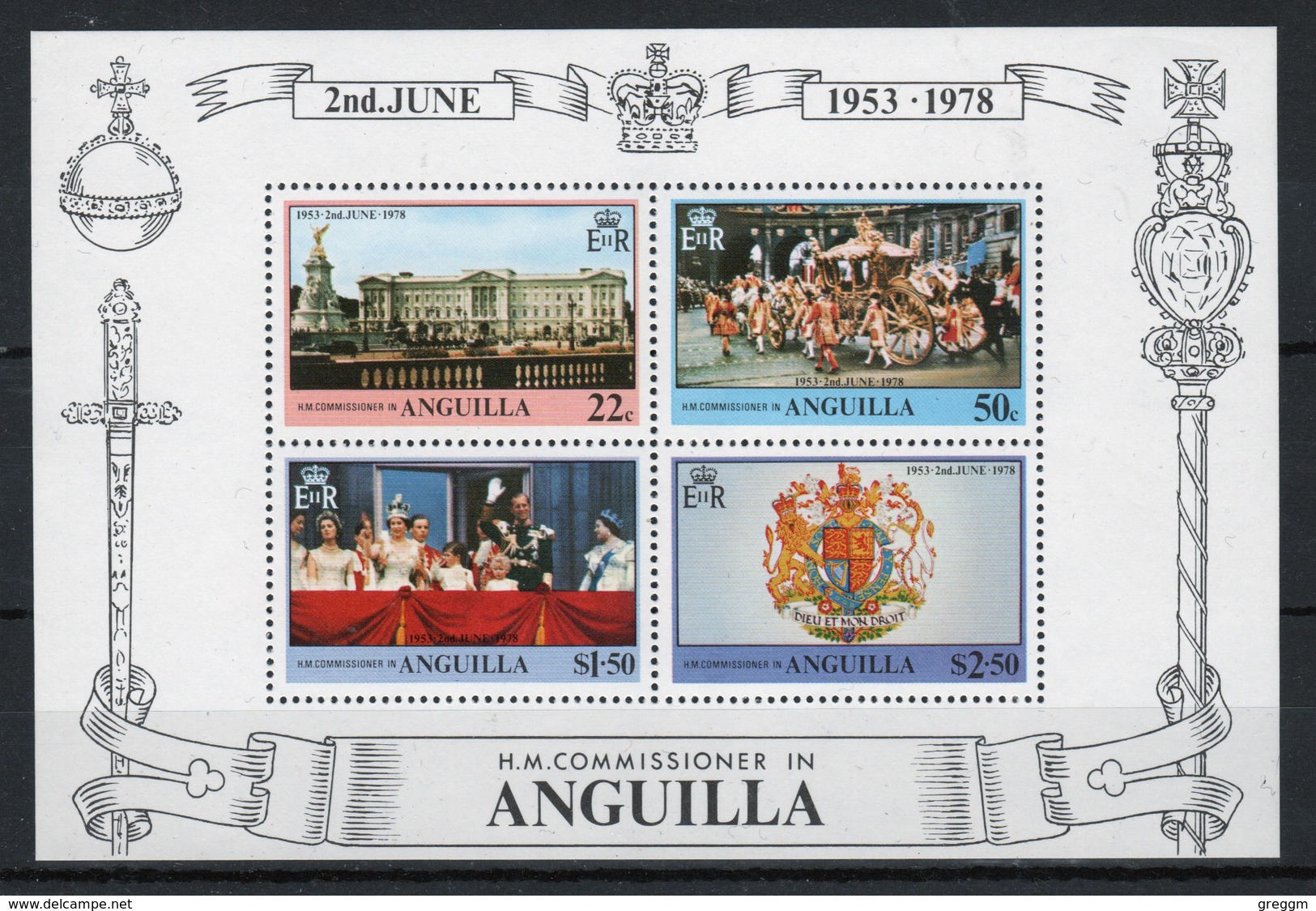 Anguilla Mini Sheet To Celebrate 25th Anniversary Of The Coronation. - Anguilla (1968-...)