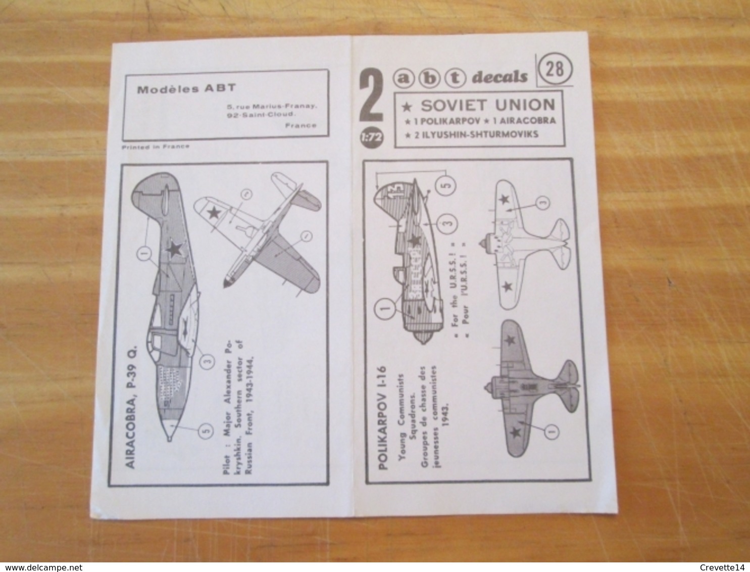 DEC514 :  Pour Collectionneurs Avertis : NOTICE De Décals MARQUE ABT Années 60/70 : N°28 AVIATION SOVIETIQUE 41/45 . Pas - Vliegtuigen