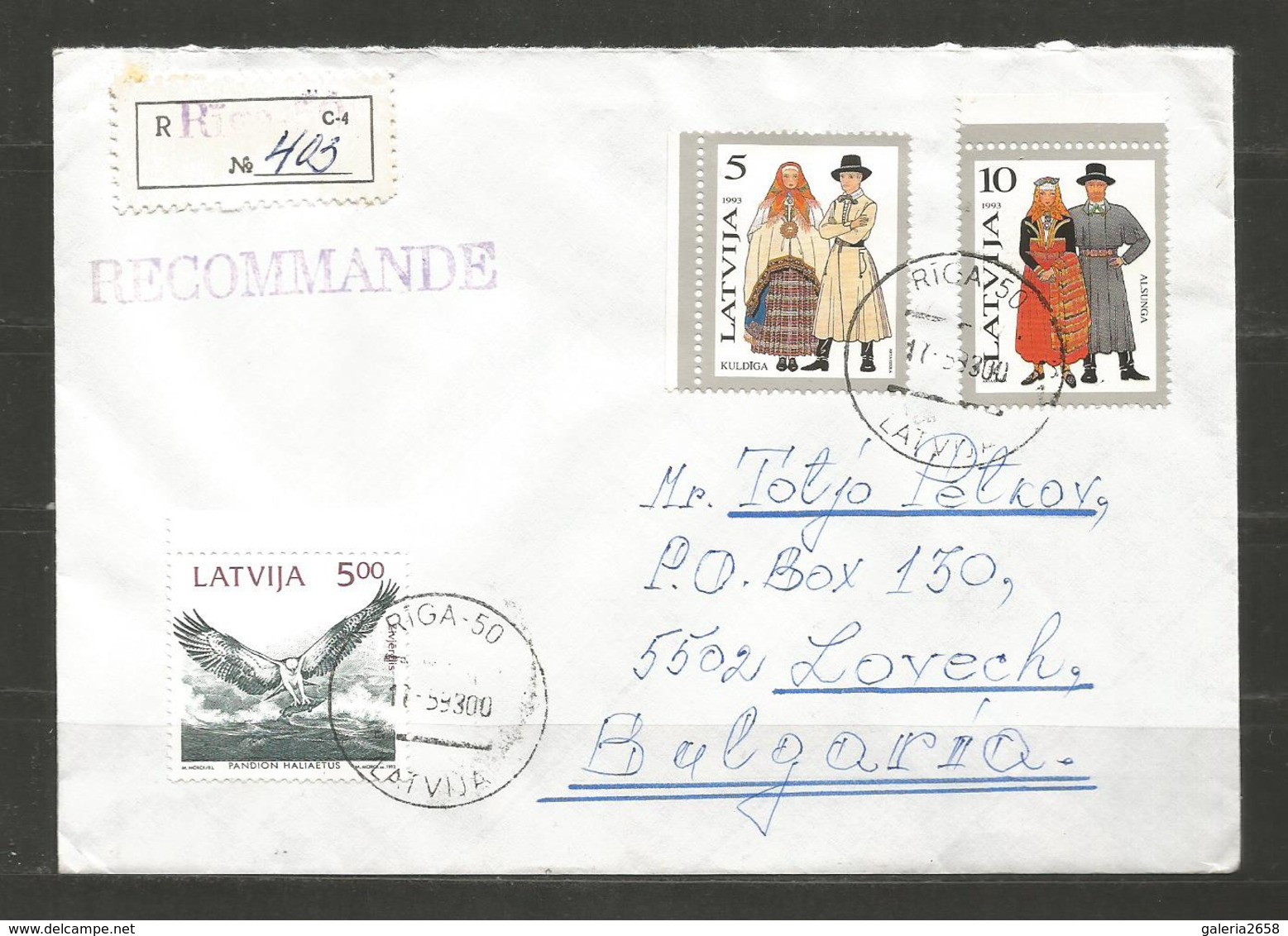 LATVIJA   - INTERESTING  COVER Traveled To BULGARIA  - D 1830 - Lettonia