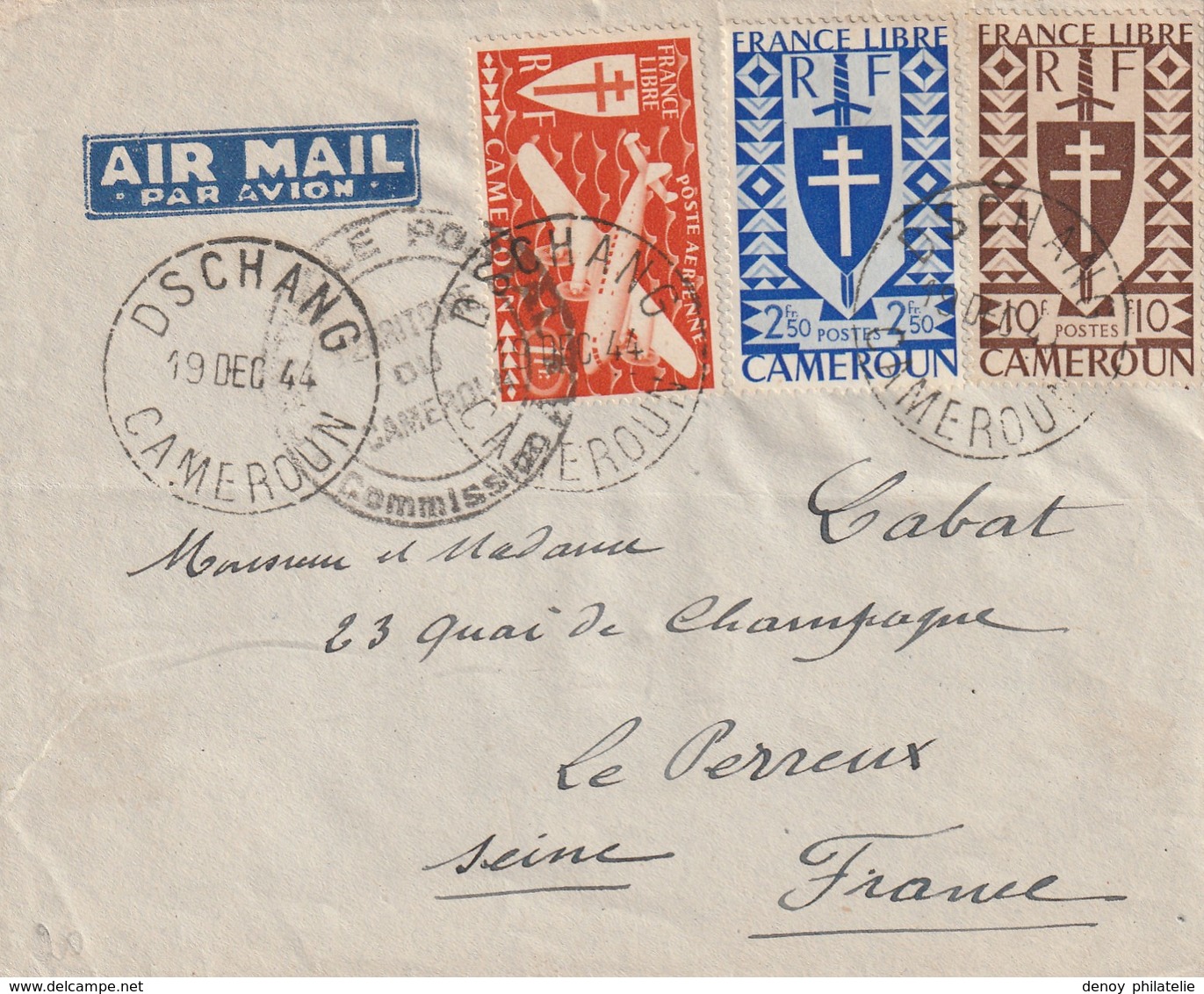 Cameroun Lettre De Dschang Pour La France Du 19 12 1944 - Lettres & Documents