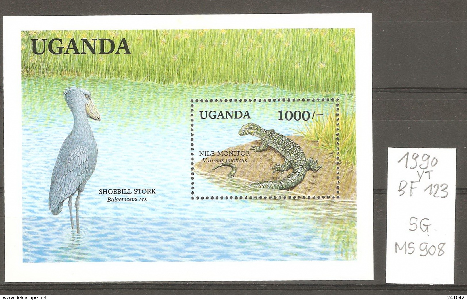 Ouganda, Année 1990, Oiseau, Varan - Ouganda (1962-...)