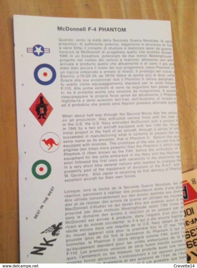 DEC514 Planche De Décals 1/72e Additionnels ESCI Années 70/80 : MDD F-4 PHANTOM  ,  Planche Complète à 100% Permet De Ré - Aviones