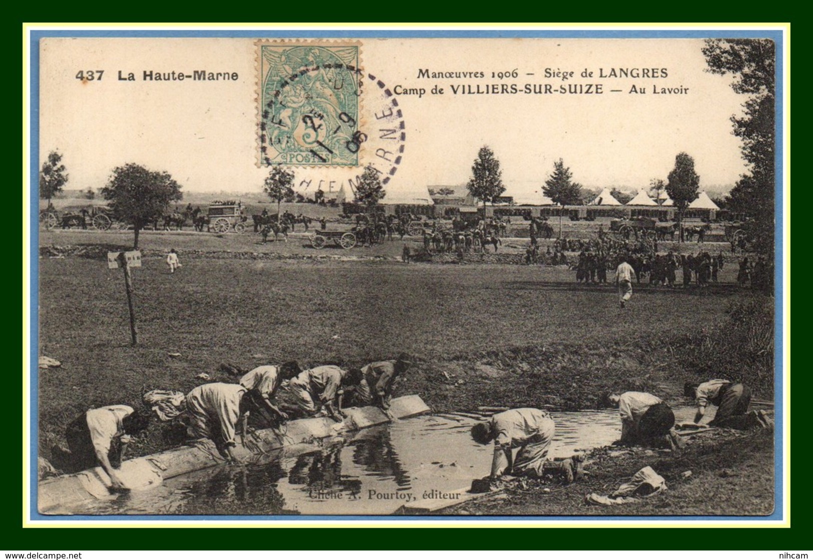 CPA Manœuvres Siège De Langres Camp De Villiers Sur Suize Au Lavoir Voy 1906 (pli Angle GB Sinon BE) - Langres