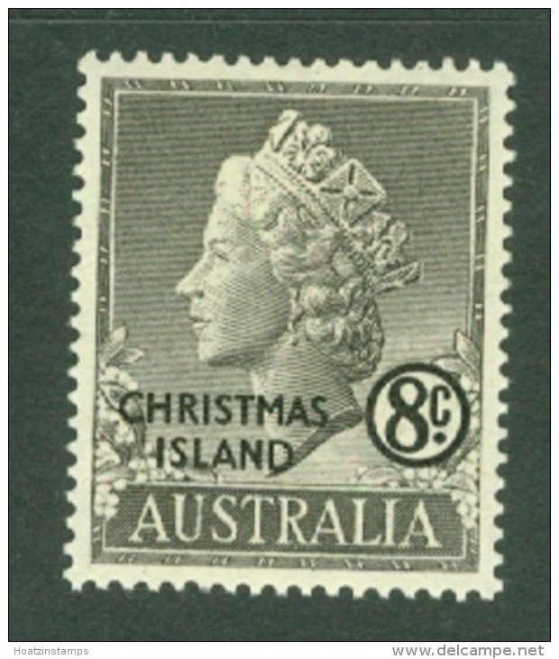 Christmas Is: 1958   QE II 'Christmas Island' OVPT    SG5   8c   MH - Christmas Island