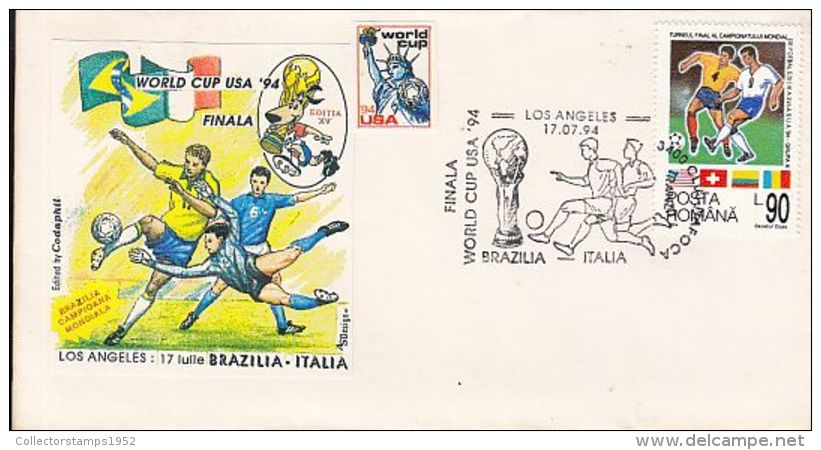 6401FM- USA'94 SOCCER WORLD CUP, BRAZIL-ITALY GAME, THE FINALS, SPECIAL COVER, 1994, ROMANIA - 1994 – USA