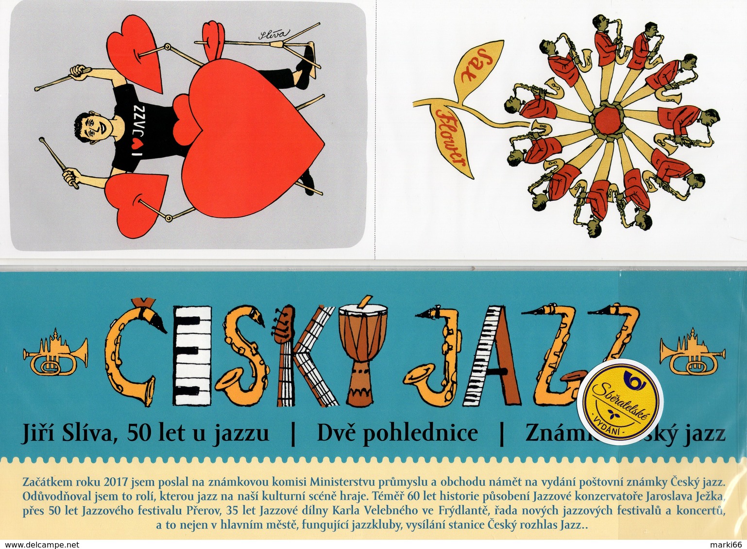 Czech Republic - 2018 - Czech Jazz - Special Collector's Set (2 Postcards + Commemorative Sheet With Hologram) - Collections, Lots & Séries