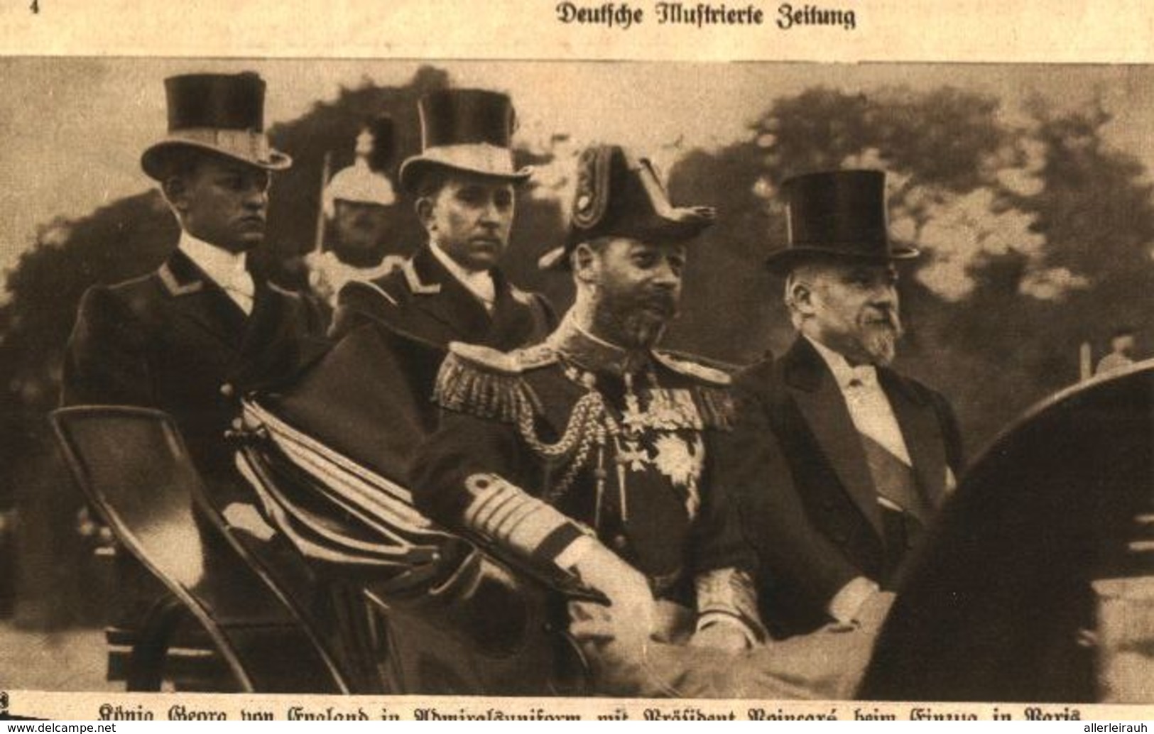 König Georg Von England In Admiralsuniform Mit Präsident Boincaré  / Druck, Entnommen Aus Zeitschrift / 1914 - Bücherpakete