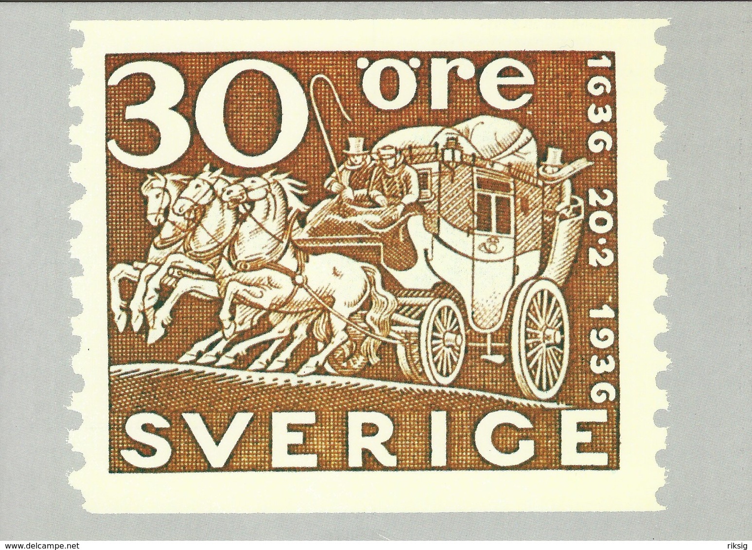 Sweden -  Postal Coach On Stamp On Postcard.   # 07488 - Postal Services