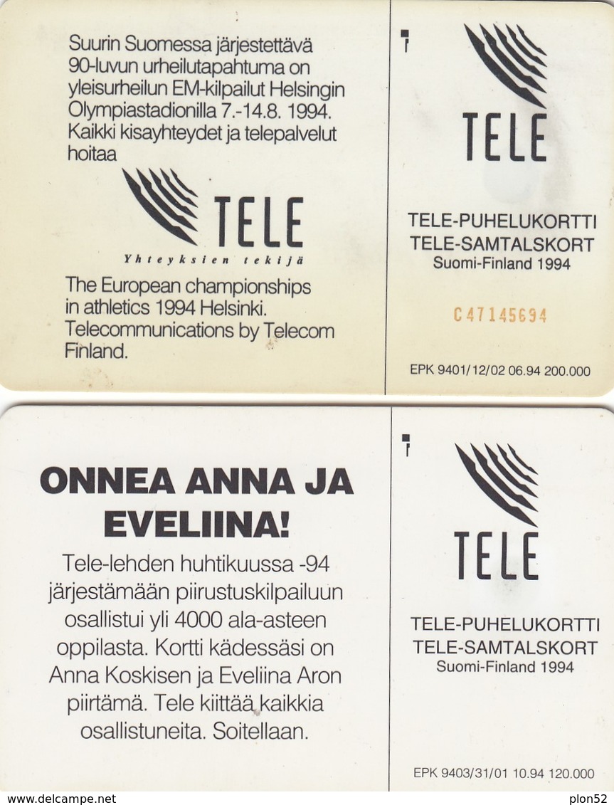 11946 - N°. 2 SCHEDE TELEFONICHE - FINLANDIA 1994 - USATE - Finlandia