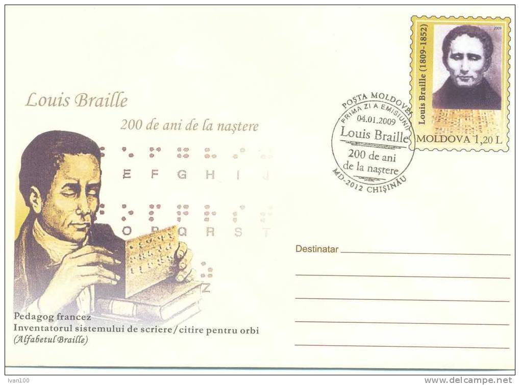 2009. Moldova, Prep. Env. "Louis Braille", FDC, Mint/** - Moldavie