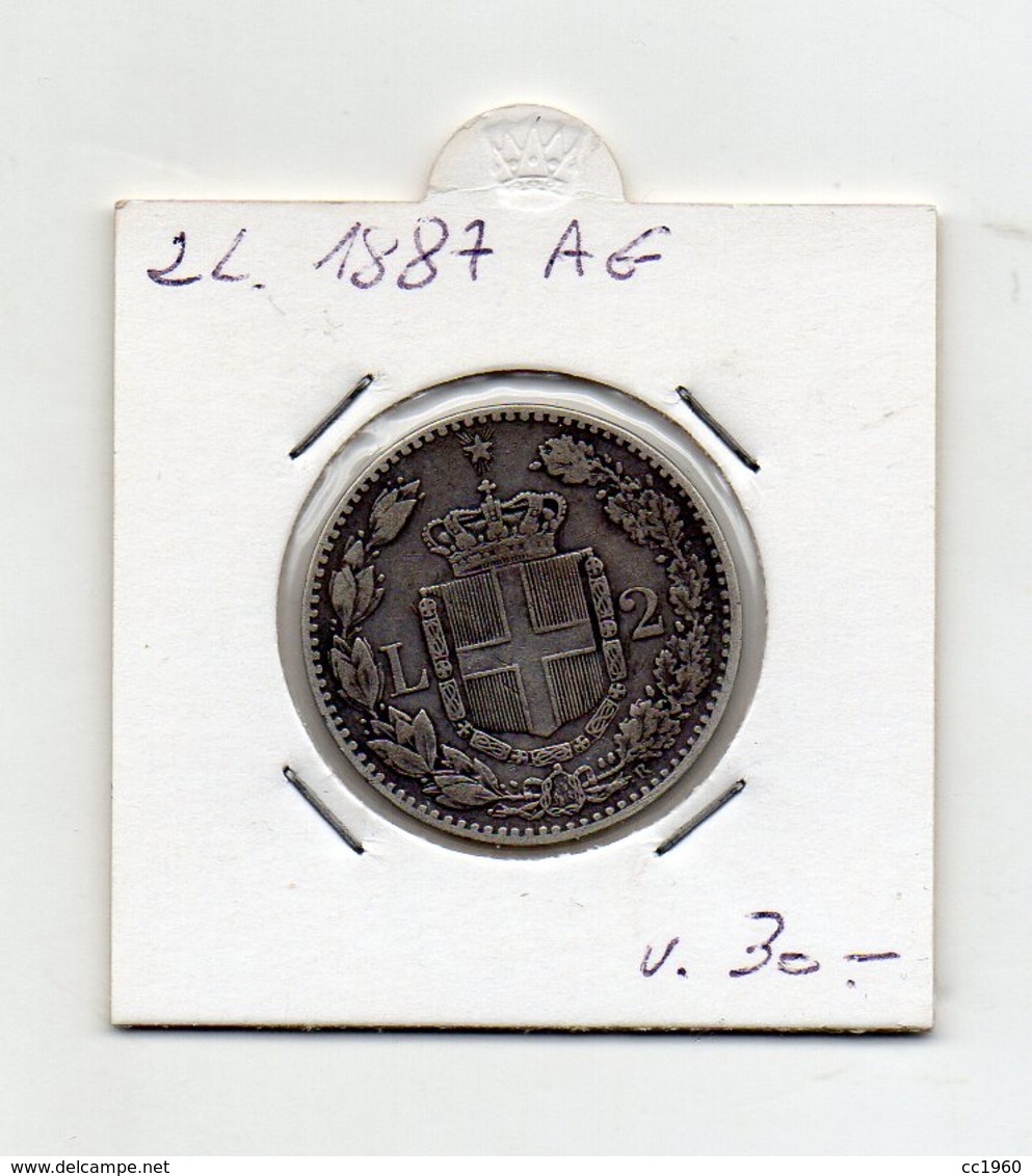 Italia - 1887 - 2 Lire - Umberto I° - Roma - Argento 835 - Vedi Foto - (FDC9502) - 1878-1900 : Umberto I