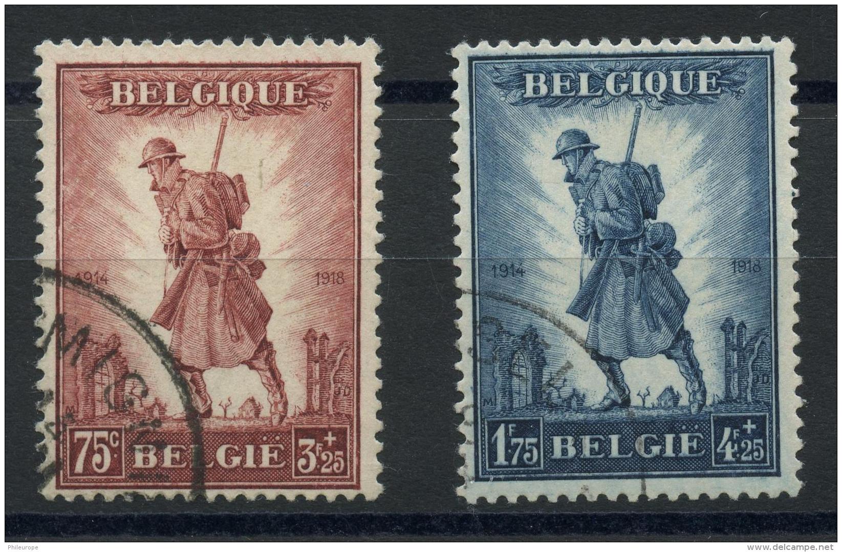 Belgique (1932) N 351 A 352 (o) - 1929-1937 Heraldic Lion