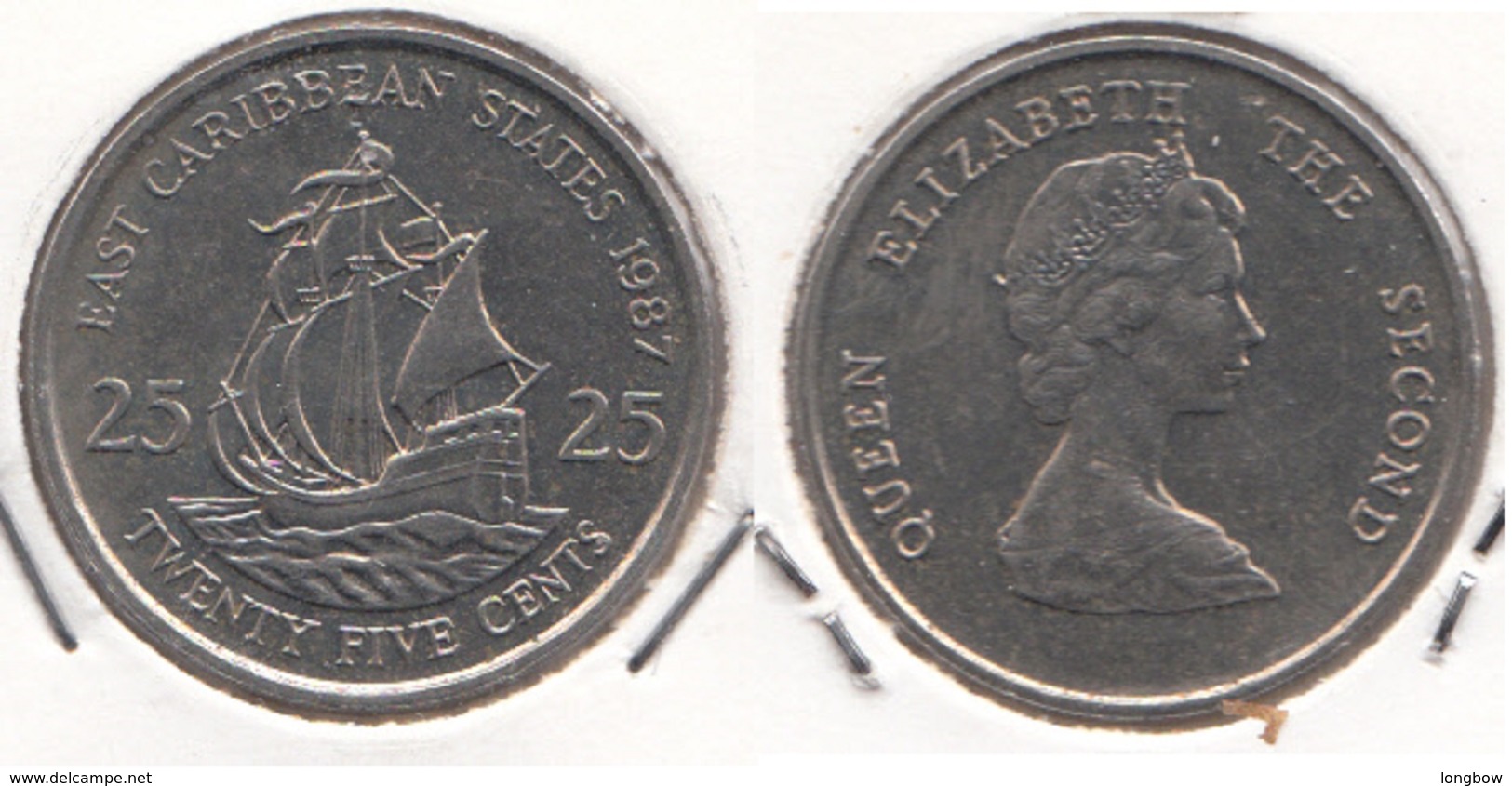 East Caribbean States 25 Cents 1987 Km#14 - Used - East Caribbean States