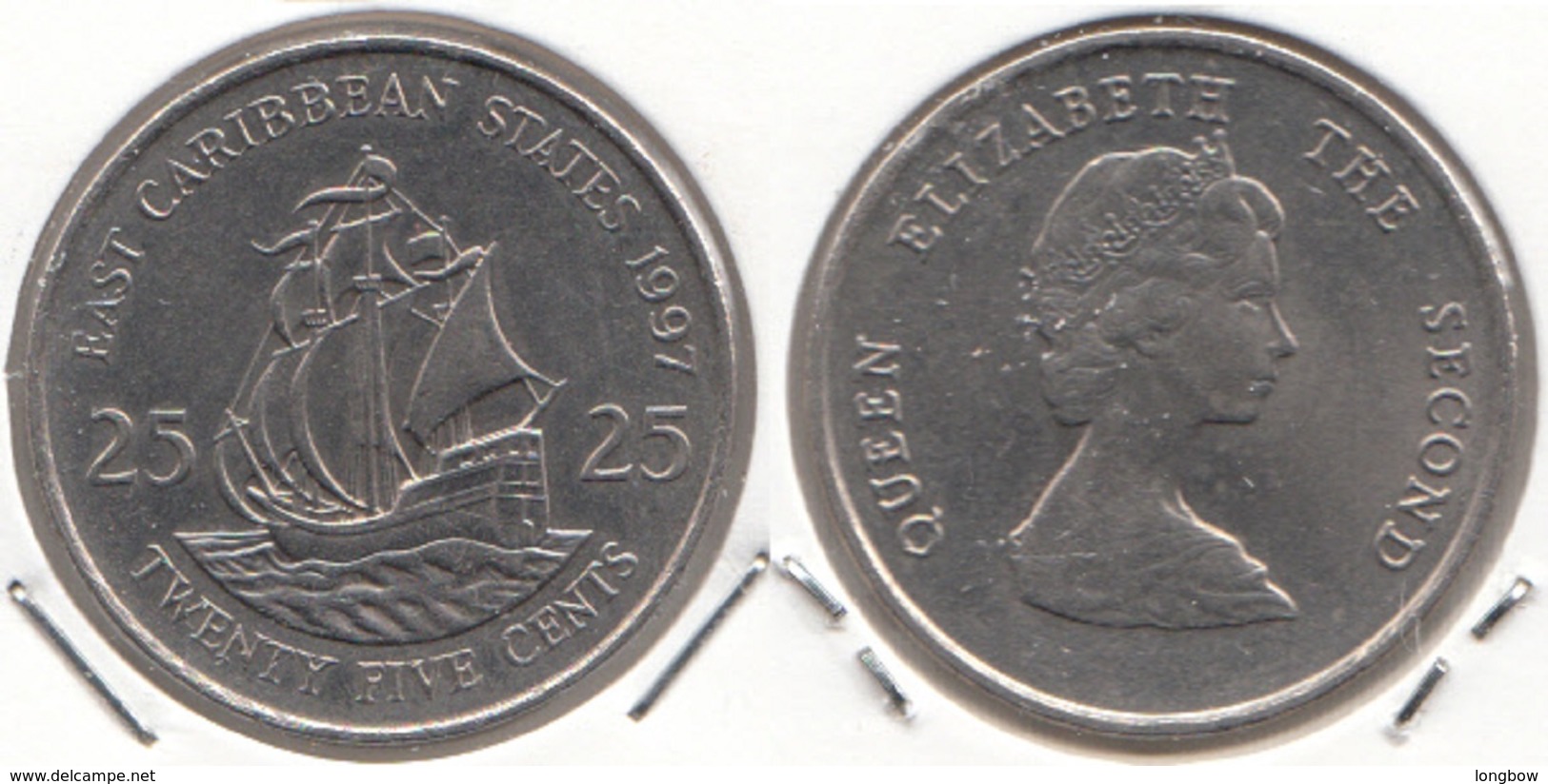 East Caribbean States 25 Cents 1997 Km#14 - Used - Caraibi Orientali (Stati Dei)