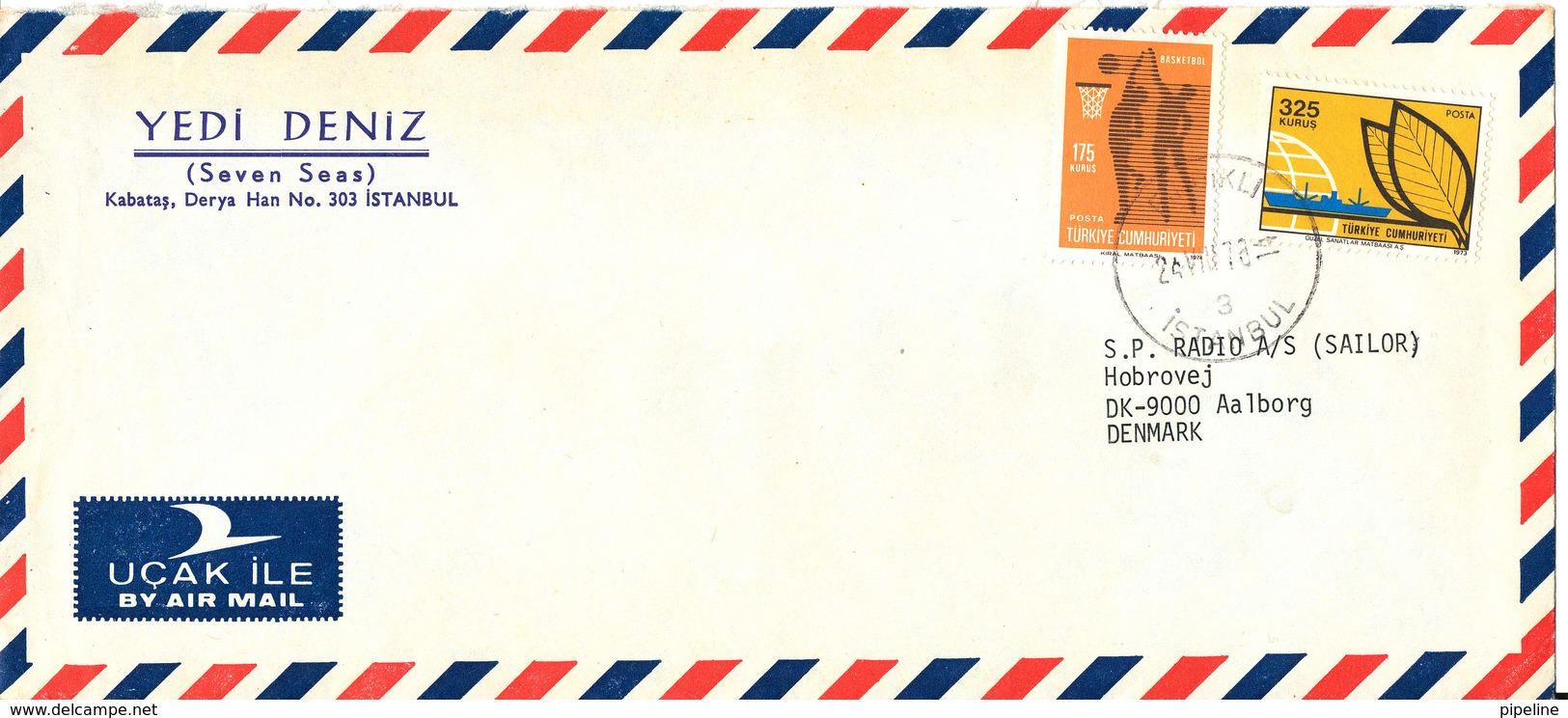 Turkey Air Mail Cover Sent To Denmark Istanbul 24-8-1978 - Airmail