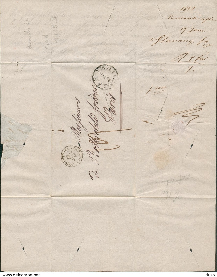 1848 -LAC De Constantinople (Turquie) Transit à Malte Cachet"purifié Au Lazaret" Pour Rothschild Paris -voir Descriptif - ...-1858 Prephilately