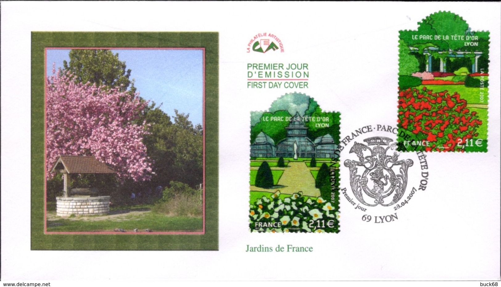 FRANCE Poste 4047 4048 FDC Premier Jour Jardins De France Parc De La Tête D'Or Lyon Magnolia En Fleurs - 2000-2009