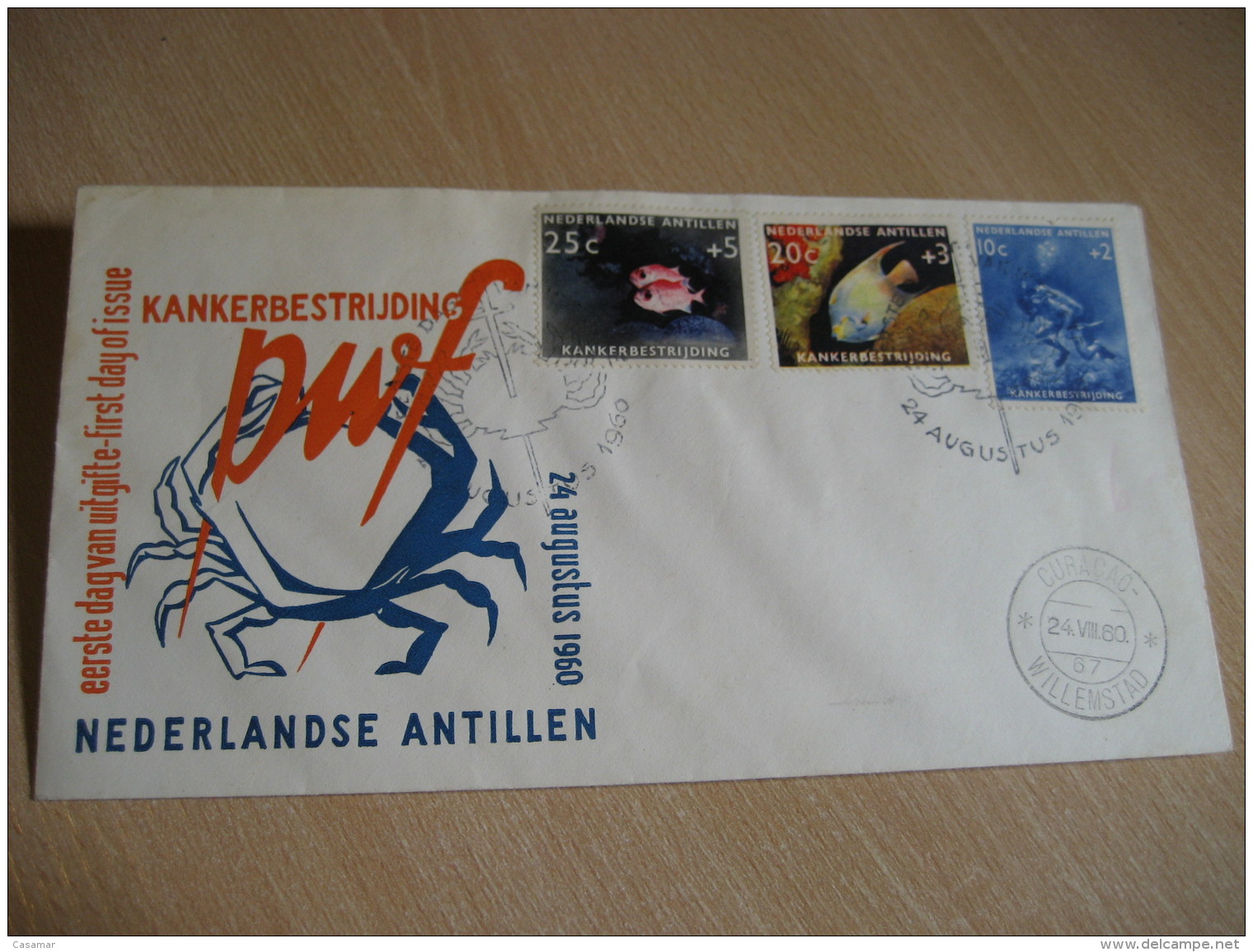 DIVING Cancer Health CURAÇAO 1960 FDC Cancel Cover NETHERLANDS ANTILLES WEST INDIES - Tauchen