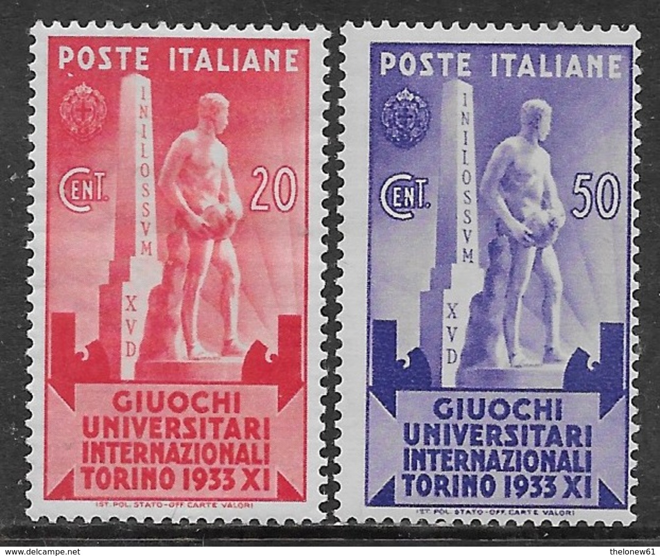 Italia Italy 1933 Regno Giuochi Universitari Internazionali 2val Sa N.342-343 Nuovi MH * - Nuovi