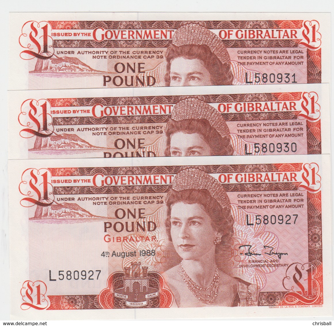 Gibraltar Banknote (Pick 20e)  One Pound Code L- Superb UNC Condition - Gibraltar