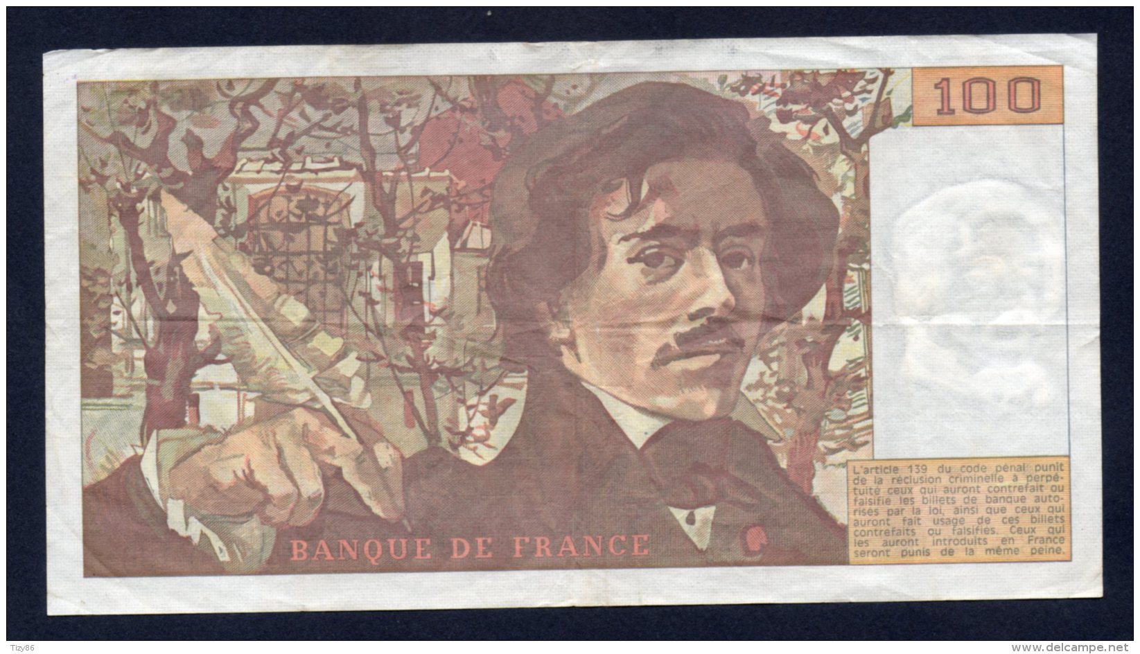 Banconota Francia - 100 Francs 1989 (circolata) - 100 F 1978-1995 ''Delacroix''