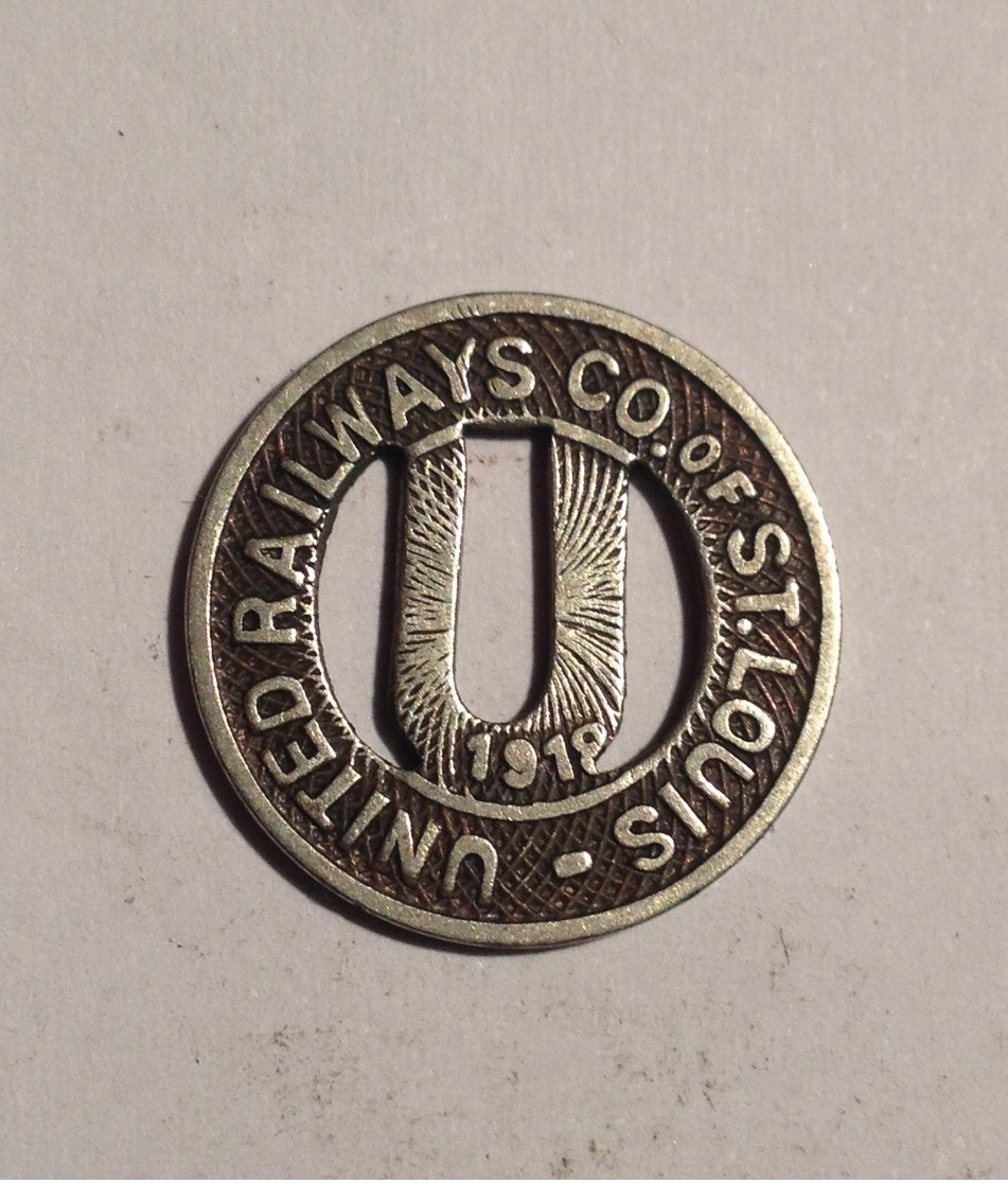 TOKEN JETON GETTONE TRASPORTO TRANSIT UNITED RAILWAYS ST. LOUIS 1919 - Monétaires/De Nécessité