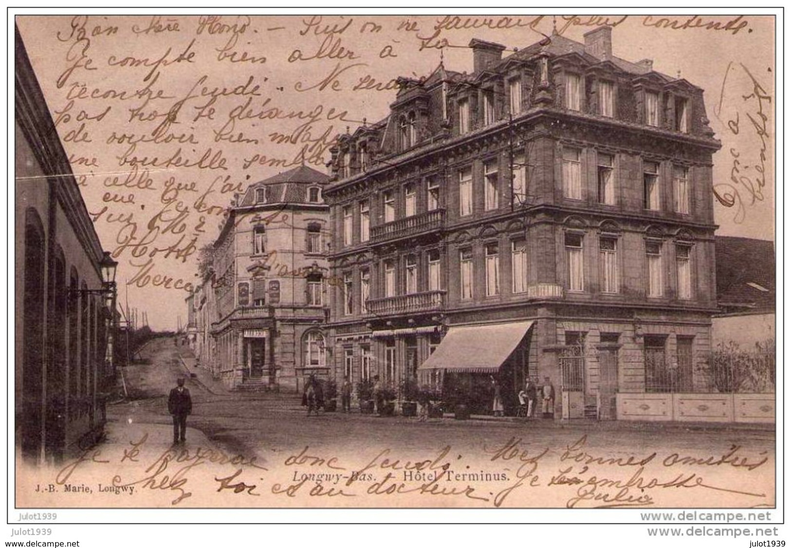 LONGWY ..-- 54 ..-- Hôtel Terminus . 1905 Vers HABAY LA NEUVE ( Melle Honorine SIZAIRE ) . Voir Verso . - Longwy