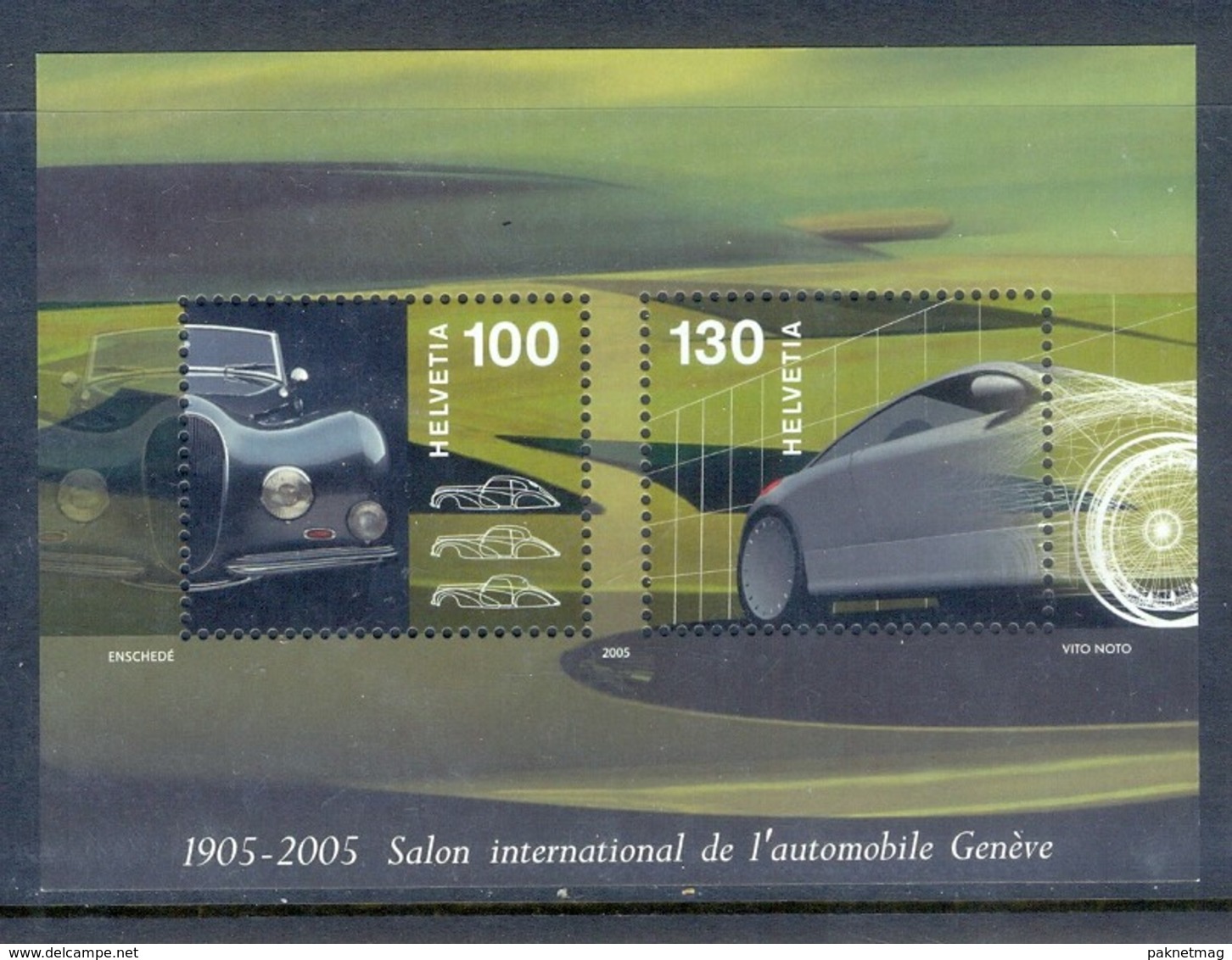 E103- Switzerland 2005 Centenary Of Automobile Salon Cars Geneva. - Unused Stamps
