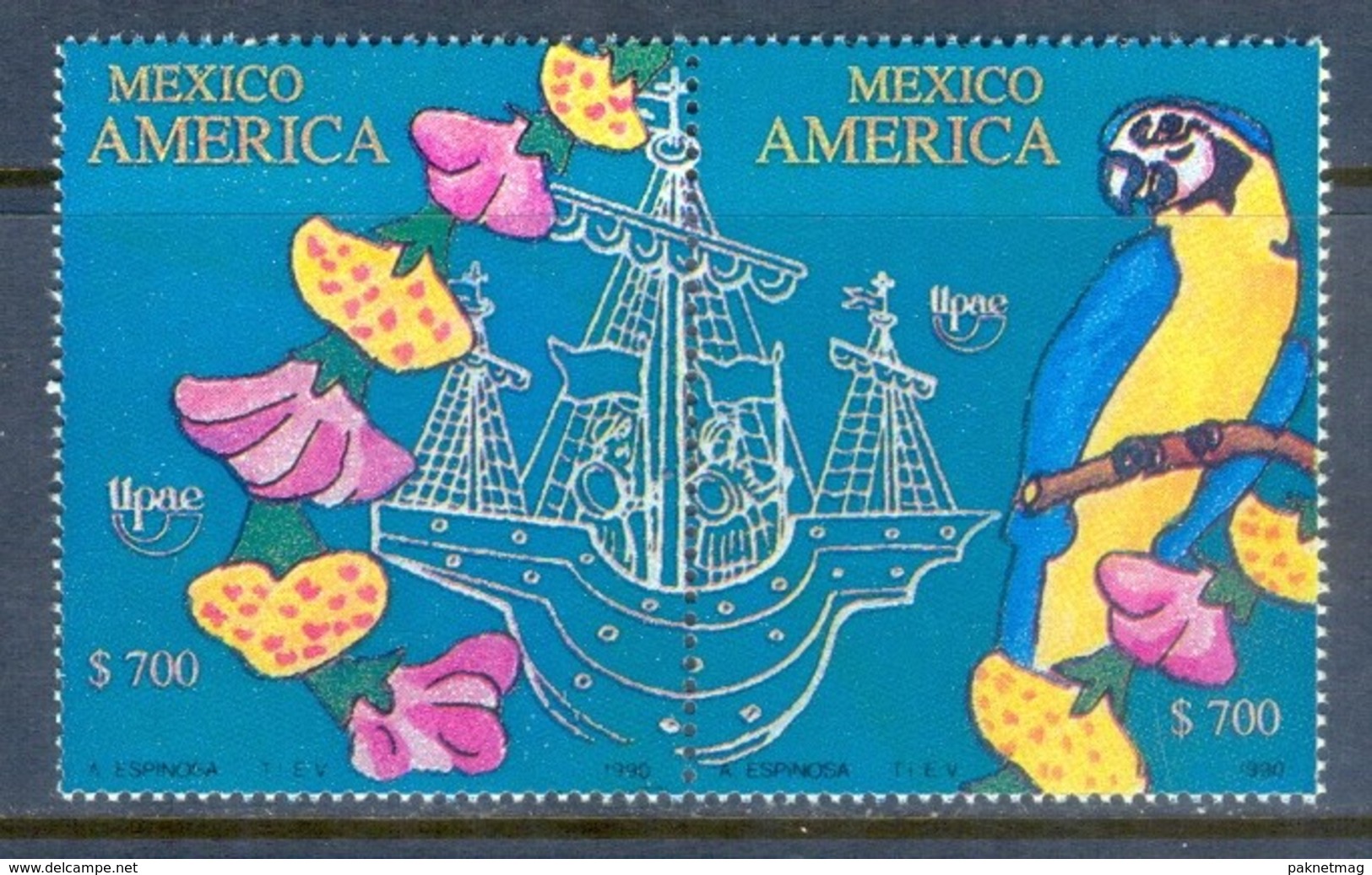 E117- Mexico 1990 Columbus Sailing Series Birds And Flowers - Other & Unclassified