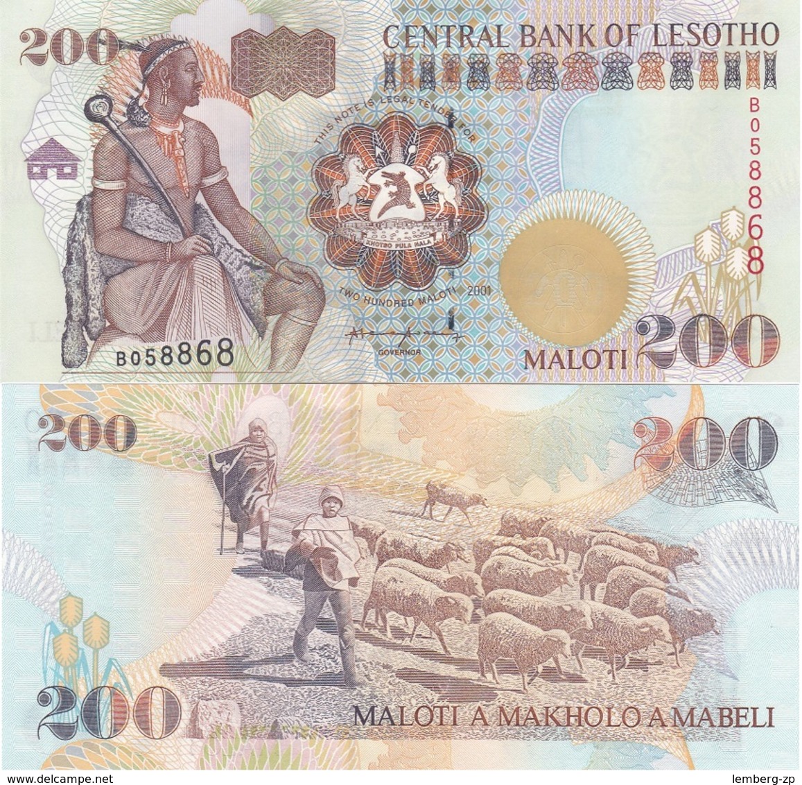 Lesotho - 200 Maloti 2001 UNC Lemberg-Zp - Lesoto