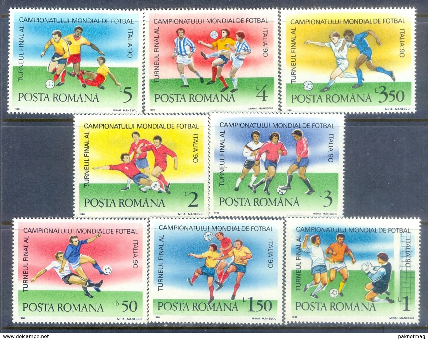 E121- Romania 1990 Football Soccer World Cup, Space. Map. Flag. - 1990 – Italy