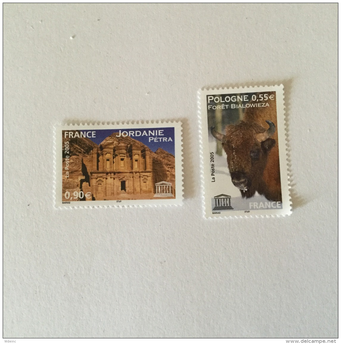 FRANCE 2005 UNESCO  Bison Et  Monument A Petra (2vals)Superbe Neuf-MUH Yv132-133 - Unused Stamps