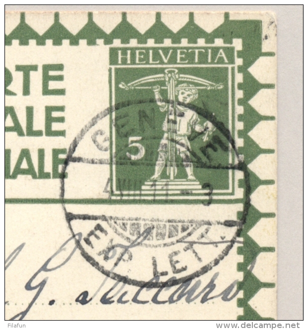 Schweiz - 1911 - 5c Tellknabe - Bundesfeier Postkarte Local Use Geneve - Postwaardestukken