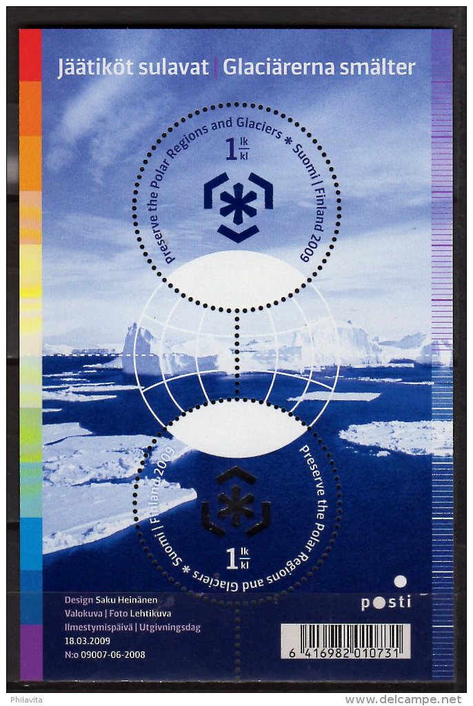 2009 Finland - PPRG - Finland MS - Start Of The Series - Paper - MNH** Mi B 55 Round Stamps - Preserve The Polar Regions And Glaciers