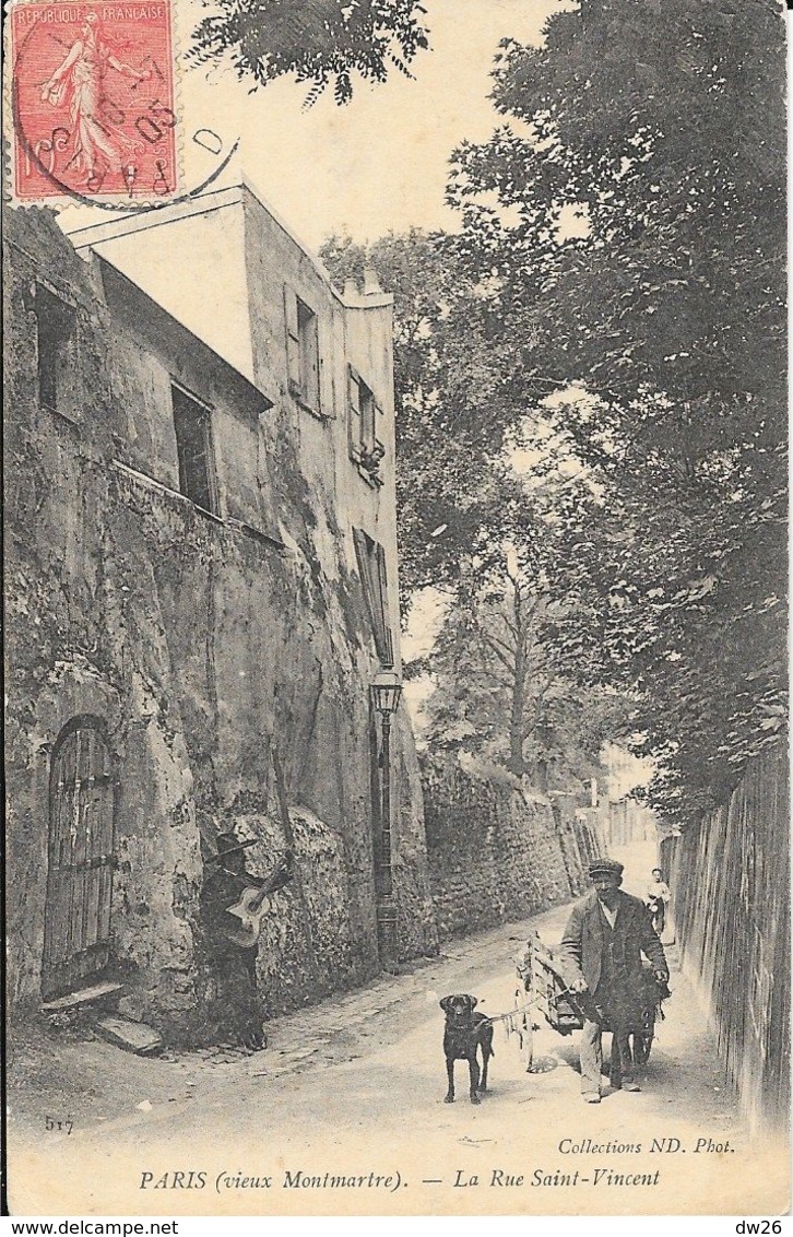 Paris (Vieux Montmartre) - La Rue St Saint-Vincent, Homme Et Son Chien - Collection ND Phot., Carte N° 517 - Arrondissement: 18