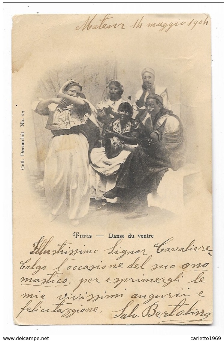 TUNIS - DANSE DU VENTRE 1904  VIAGGIATA FP - Tunisie