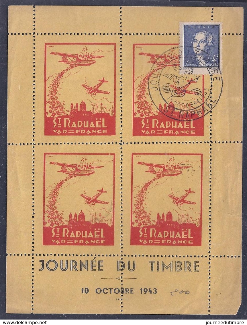 Bloc Souvenir  Journée Du Timbre 1943 Saint Raphael Lavoisier Aviation - Lettres & Documents