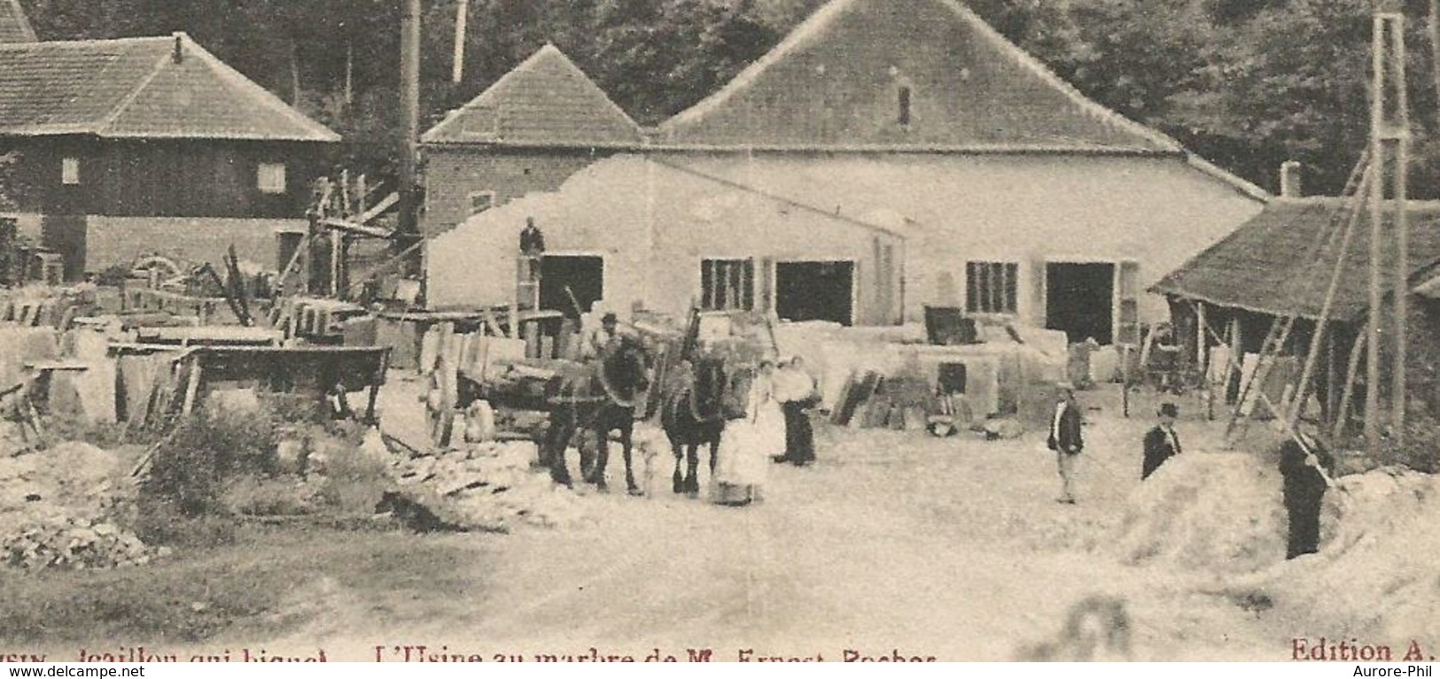 Roisin L'usine Au Marbre De M. Ernest Pochez Avec Attelage - Honnelles