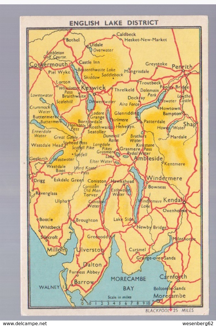 UK English Lake District Landkarte MAP Ca 1930, 2 Scans - Cartes Géographiques