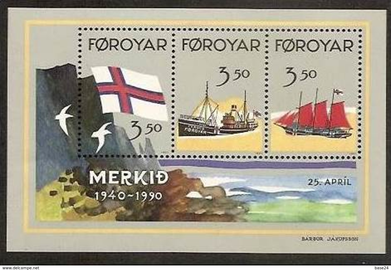 1990 FAROER Faroe Danimarca Denmark BANDIERA - FLAG Foglietto (4) MNH** Souv. Sheet - Altri & Non Classificati
