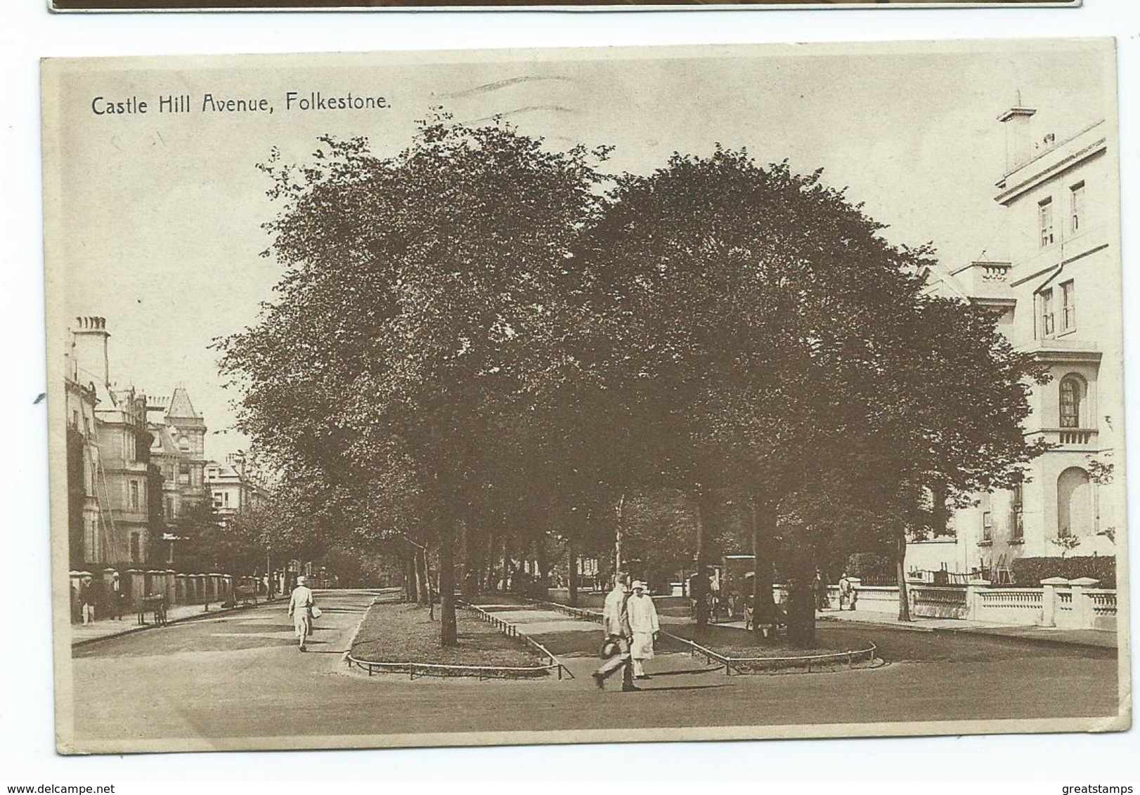 Kent Postcard Folkstone Castle Hill Ave. Posted 1930 - Folkestone