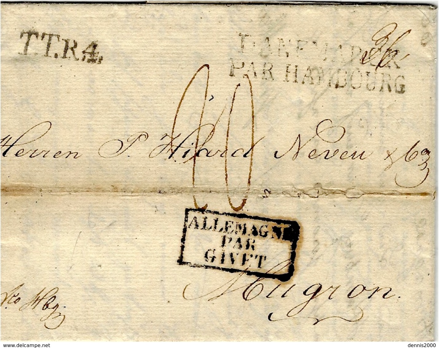 1820- Letter From Copenhagen To Mugron ( Near To Bordeaux ) T.T.R.4 + DANEMARK / PAR HAMBOURG-entrée Givet - ...-1851 Vorphilatelie