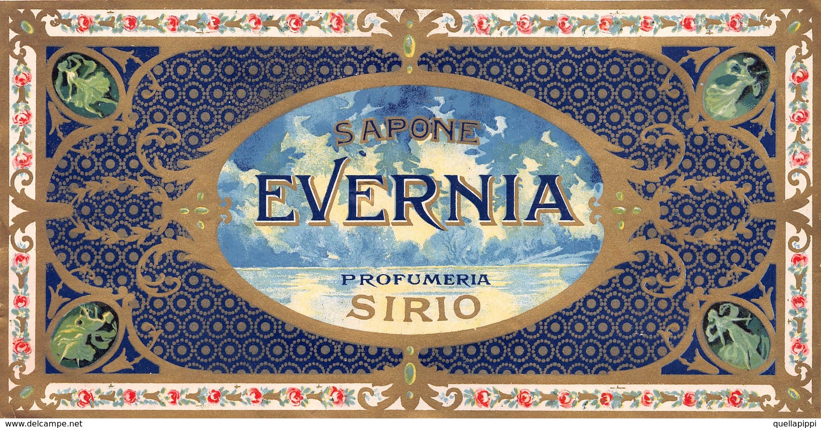 07700 "PROFUMERIA SIRIO - MILANO - SAPONE EVERNIA"  INIZIO '900. ETICHETTA  ORIGINALE. ORIGINAL LABEL - Etichette