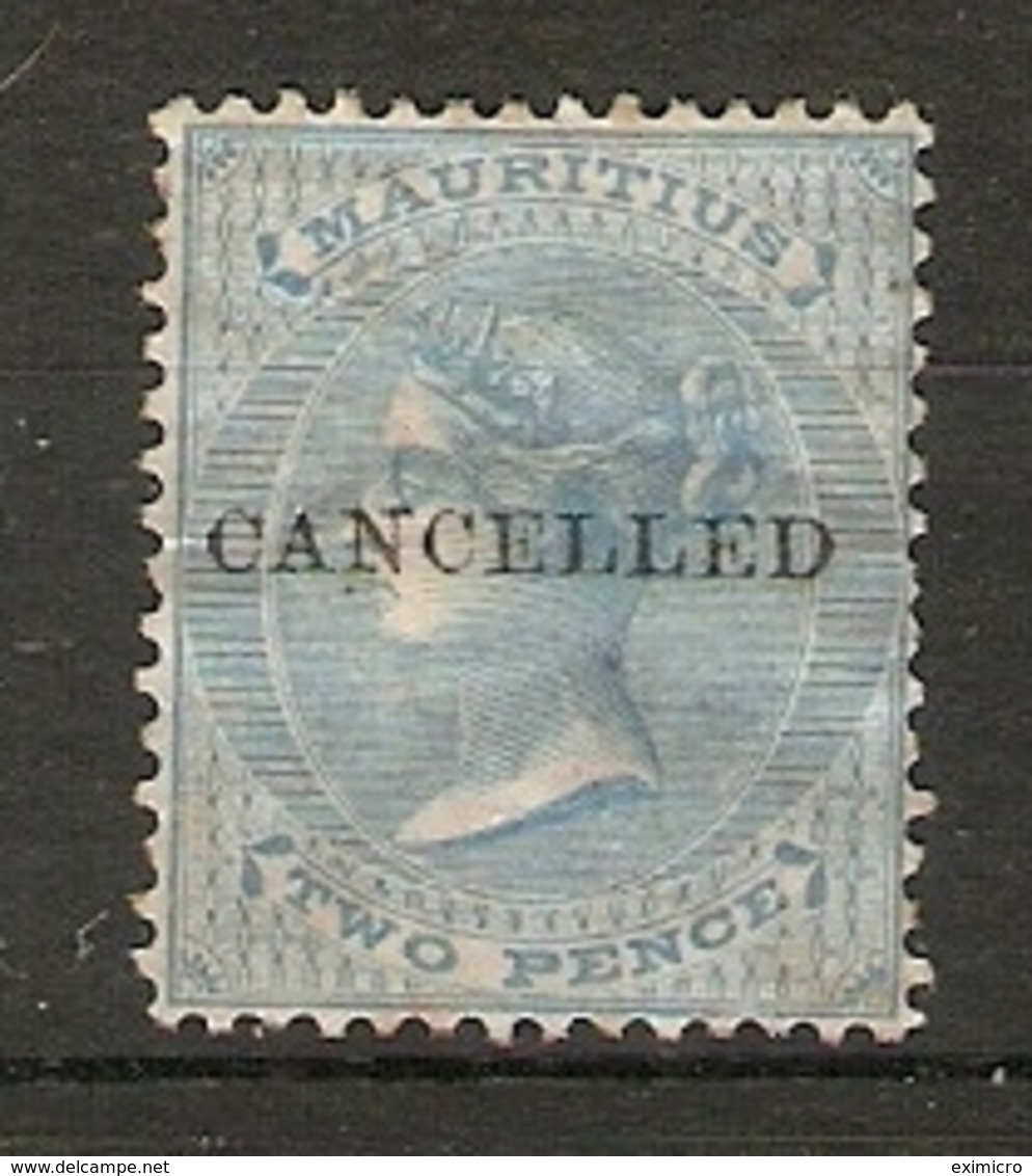 MAURITIUS 1863 2d PALE BLUE SG 59 OVERPRINTED 'CANCELLED' MINT Cat £13 - Mauritius (...-1967)