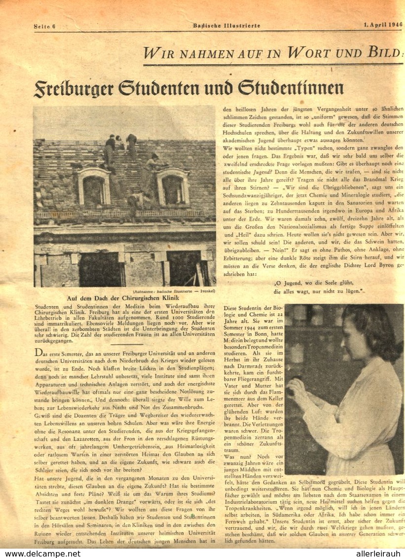 Freiburger Studenten Und Studentinnen/Artikel,entnommen Aus Zeitschrift / 1946 - Empaques