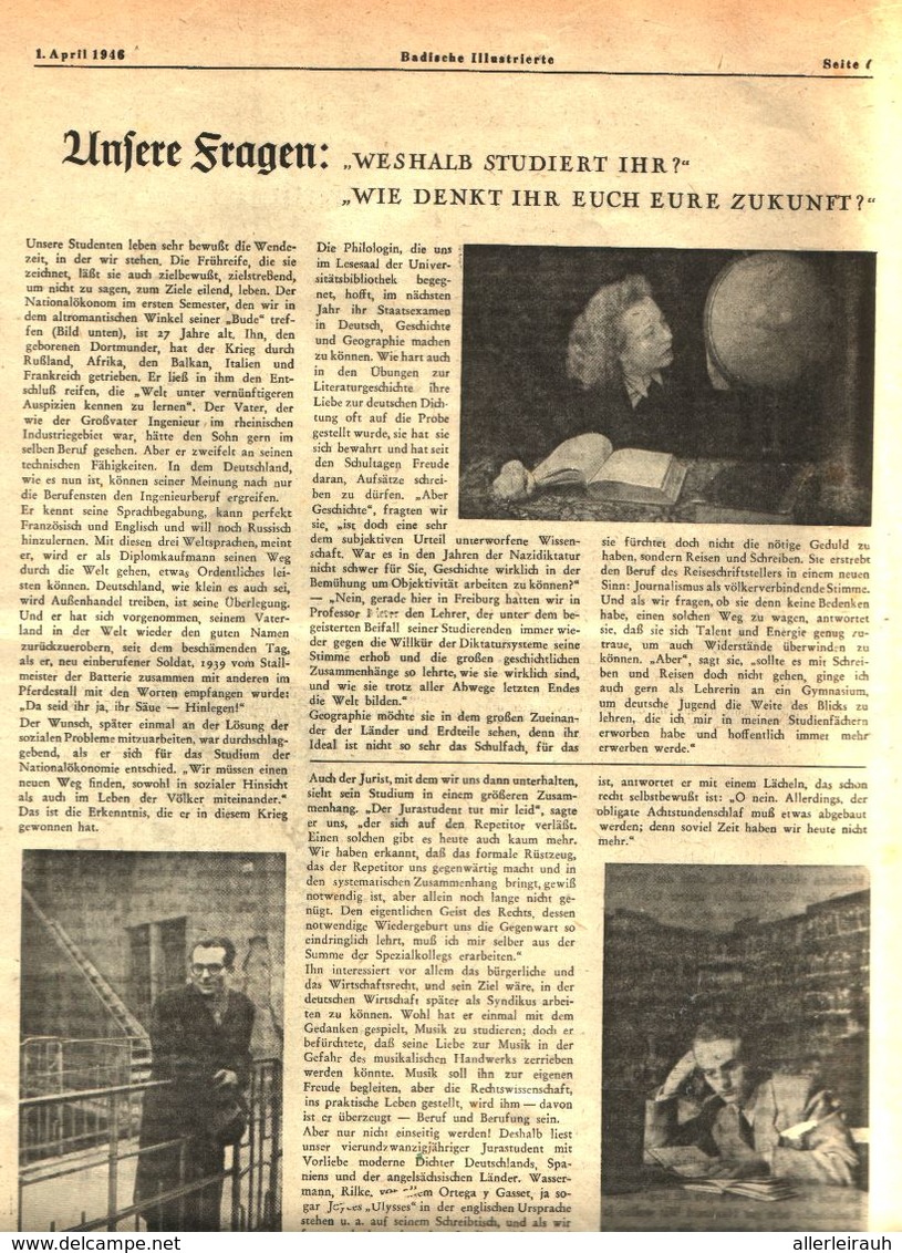 Freiburger Studenten Und Studentinnen/Artikel,entnommen Aus Zeitschrift / 1946 - Pacchi